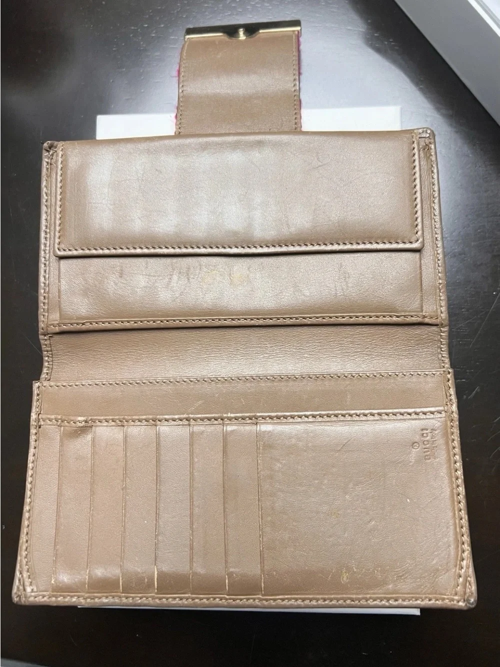 Authentic Gucci GG Canvas Web Stripe Continental Wallet Beige Pink w/Entrupy COA - Picture 3 of 10